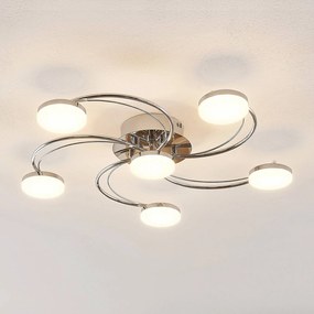 Lindby Plafoniera LED Rouven, a spirale, a 6 luci, grigia