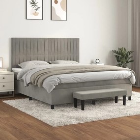 Giroletto A Molle Con Materasso Grigio Chiaro 160x200cm Velluto /