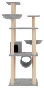 Albero per gatti con tiragraffi in sisal grigio chiaro 141 cm