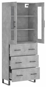 Credenza grigio cemento 69,5x34x180 cm in legno multistrato