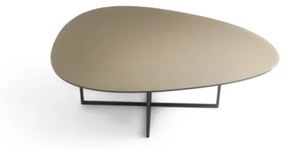 Tavolino in metallo con piano in vetro bronzo e base nera GINNI 90