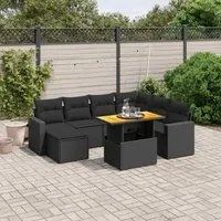 Set Divani da Giardino con Cuscini 8 pz Nero in Polyrattan 3275603