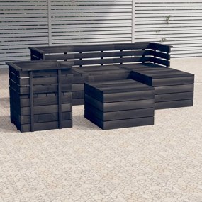 Set divani da giardino su pallet 6 pz legno pino grigio scuro