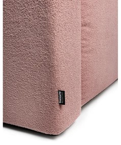 Divano angolare in rosa chiaro allungabile (con penisola a destra) con rivestimento in bouclé Quinoa – Bonami Selection