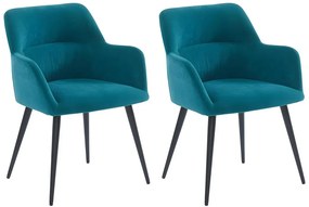 Lotto di 2 sedie Con braccioli Tessuto e metallo Blu - HEKA
