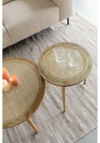 Tavolino da salotto rotondo di colore naturale in vetro ø 70 cm Haru – White Label