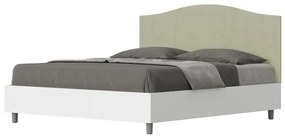 Letto matrimoniale e rete 160x200 in legno bianco e testata in microfibra tč verde Grace