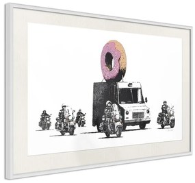 Poster  Banksy: Donuts (Strawberry)  Cornice Quadri Cornice d'oro con passe-partout, Larghezza x Altezza Home decor 90x60