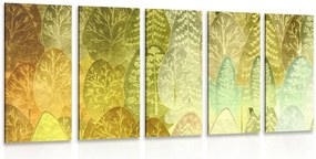 Quadri 5 pezzi – Alberi asimmetrici verdi interessanti