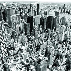 Stampa su tela New York dall'alto b&w, multicolore 98 x 98 cm