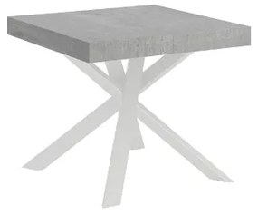 Tavolo allungabile 90x90/194 cm Clerk piano Cemento - gambe Bianche