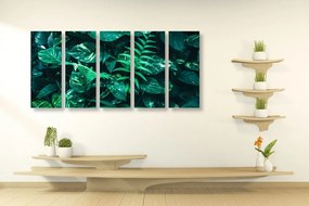 Quadri 5 pezzi – Foglie tropicali fresche