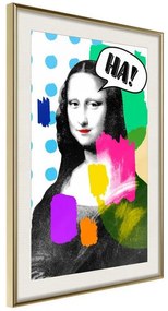 Poster  Mona Lisa's Laughter  Cornice Quadri Cornice d'oro con passe-partout, Larghezza x Altezza Home decor 20x30