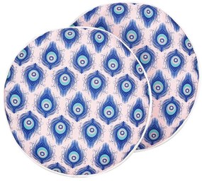 Set di 2 cuscini da esterno blu e rosa ⌀ 40 cm CERIANA Beliani