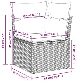 Set Divani da Giardino 12 pz con Cuscini Grigio in Polyrattan