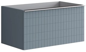 Mobile da bagno sotto lavabo Pixel grid frontale indaco e maniglia alluminio brillante laccato L 80 x H 40 x P 45.5 cm 2 cassetti, lavabo non incluso