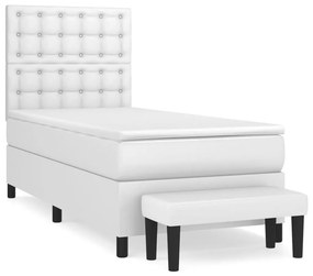Giroletto a molle con materasso bianco 90x200 cm in similpelle