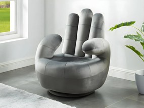 Poltrona a forma di mano girevole in velluto Antracite - CATCHY