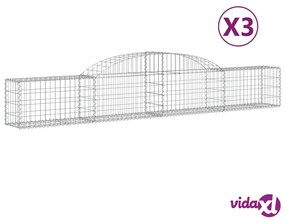 vidaXL Cesti Gabbioni ad Arco 3 pz 300x30x40/60 cm Ferro Zincato