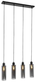 Lampada a sospensione moderna nera con vetro fumé 4 luci - Stavelot