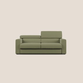 Dylan divano allungabile con pouf estraibile poggiapiedi in tessuto fiammato simil cotone impermeabile T19 verde