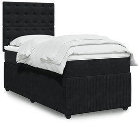 Giroletto A Molle Con Materasso Nero 80x200 Cm İn Velluto /