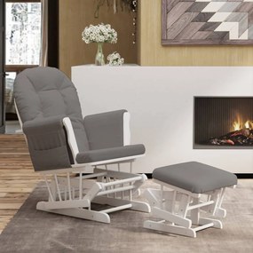 Poltrona Glider Con Sgabello Grigio Scuro İn Tessuto /
