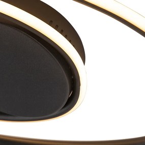 Plafoniera di design nera con LED dimmerabile a 3 livelli - Rowan