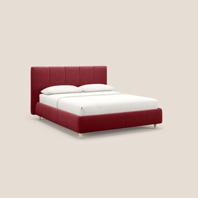 Laura letto imbottito contenitore e sfoderabile in microfibra velluto impermeabile T09 rosso