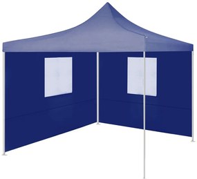 Gazebo Pieghevole Professionale 2 Pareti 2x2m Acciaio Blu