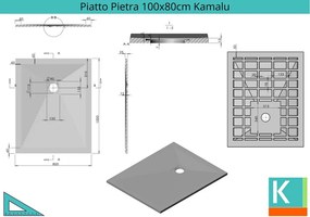 Piatto doccia 100x80 effetto pietra grigio cemento - KAMALU