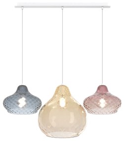 Lampadario Contemporaneo Dress Metallo Bianco Vetro Multicolor 3 Luci E27