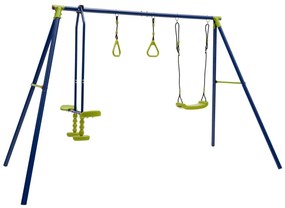 Costway Supporto per altalena 3-in-1 con anelli da ginnastica, Attrezzature per giochi all’aperto con picchetti da terra