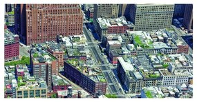 Stampa su tela New York di giorno dall'alto, multicolore 190 x 90 cm