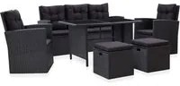 Set Divani da Giardino 6 pz con Cuscini in Polyrattan Nero 46094