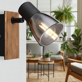 Globo 54307-1W - Faretto da parete CLAUDE 1xE14/40W/230V nero/legno