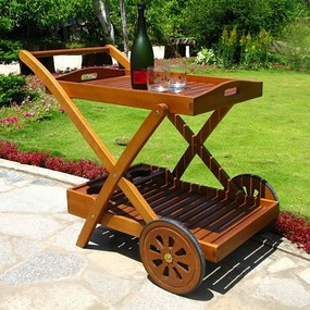 PODIUM - carrello da giardino portavivande in legno massiccio di acacia