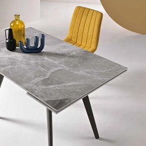 Tavolo con piano effetto Marmo Grigio base metallo allungabile fino a 180 cm ORESTE