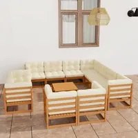 Set Divani da Giardino 12 pz Cuscini Miele in Massello di Pino 3077002