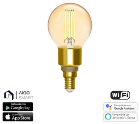 Lampadina Led Vintage a Filamento Smart G45 E14 4,5W WiFi CCT luce regolabile e dimmerabile Aigostar