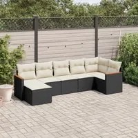 Set Divani da Giardino con Cuscini 7pz Nero Polyrattan 3258591