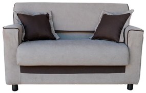 Divano 2 posti Grigio bordino Marrone - tessuto sfoderabile 130 cm NAIROBI