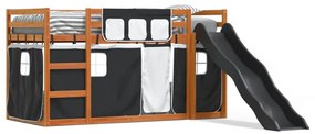 Letto A Castello Con Scivolo E Tende Bianco E Nero 80x200 Cm /