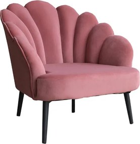 Poltrona da camera in velluto con schienale imbottito a conchiglia BAIA ROSA ANTICO