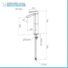 Miscelatore lavabo alto in ottone cromato Mariani linea Marte