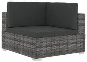 Set divani da giardino 4 pz con cuscini in polyrattan grigio