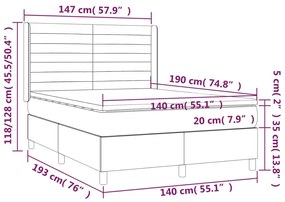 Giroletto a Molle con Materasso Rosa 140x190 cm in Velluto