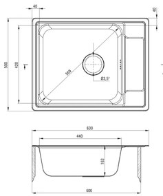 Deante ZEO_011B - Lavello della cucina SOUL 50x63 cm raso