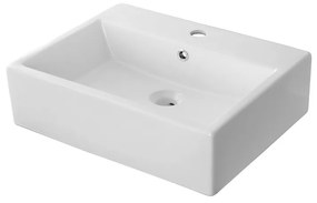 Lavabo da appoggio rettangolare 52x42 cm in ceramica bianca lucida