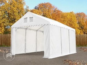 TOOLPORT 4x24 m tenda capannone, altezza 2,6m, PVC 800, telaio perimetrale, bianco, con statica (sottofondo in terra) - (517635)
